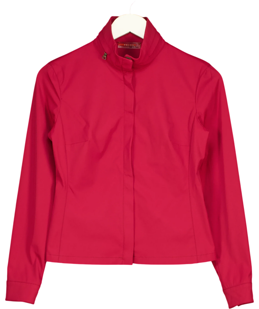 Prada Red Dark Red High Neck Zip Up Jacket, size UK S — front
