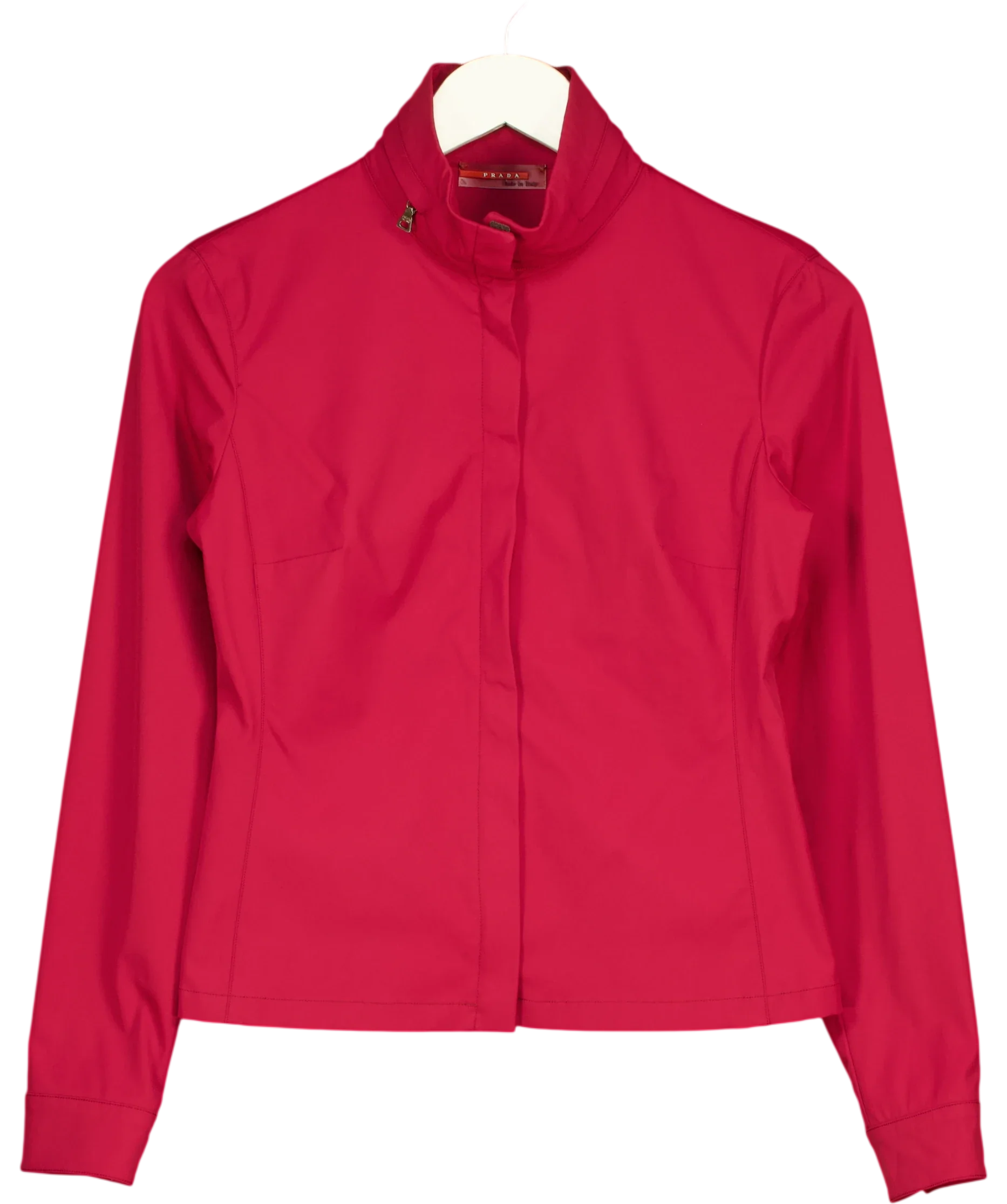 Prada Red Dark Red High Neck Zip Up Jacket, size UK S — front