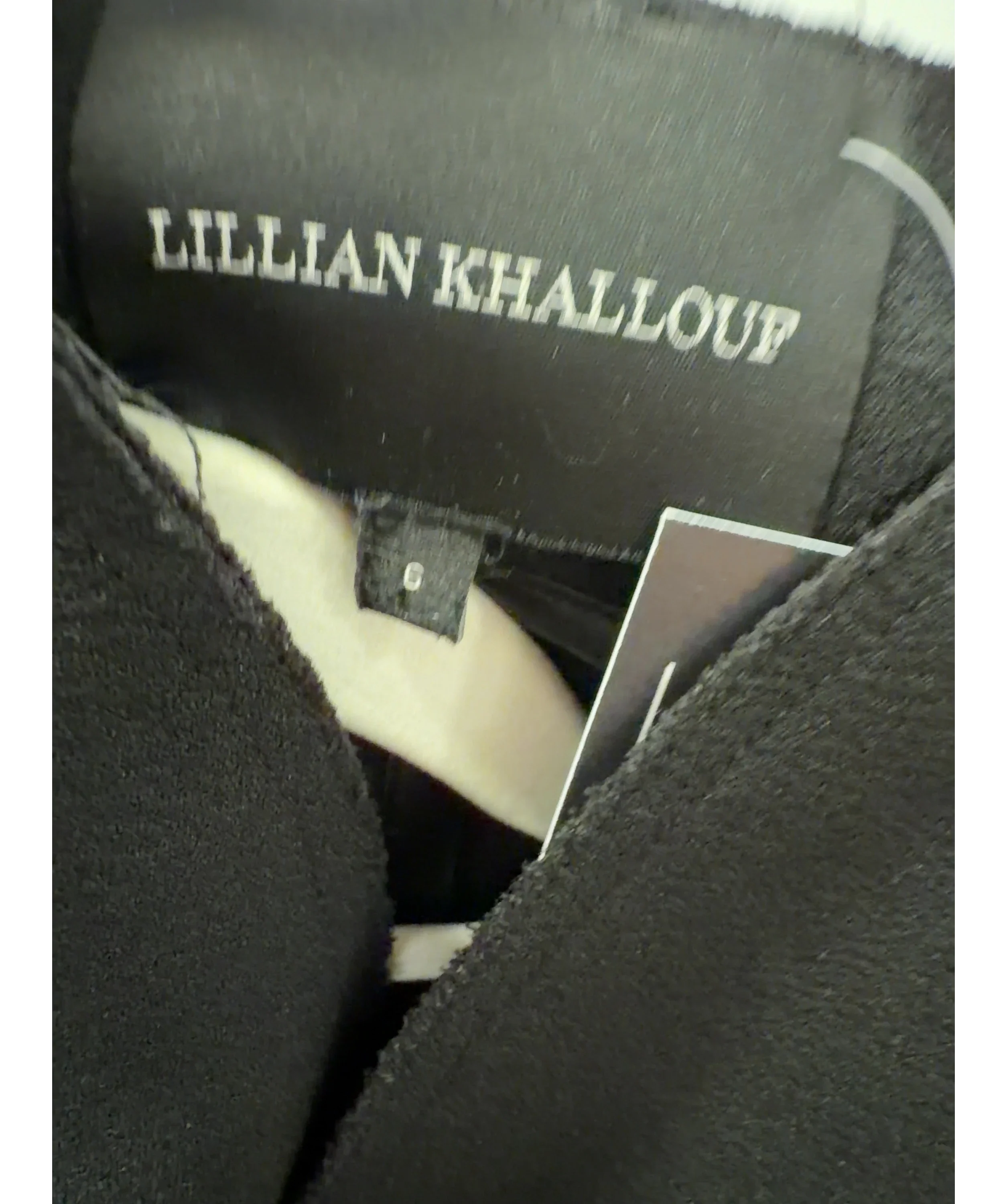 Lillian Khallouf Black Black Structured BLAZER, size UK 6 — detail
