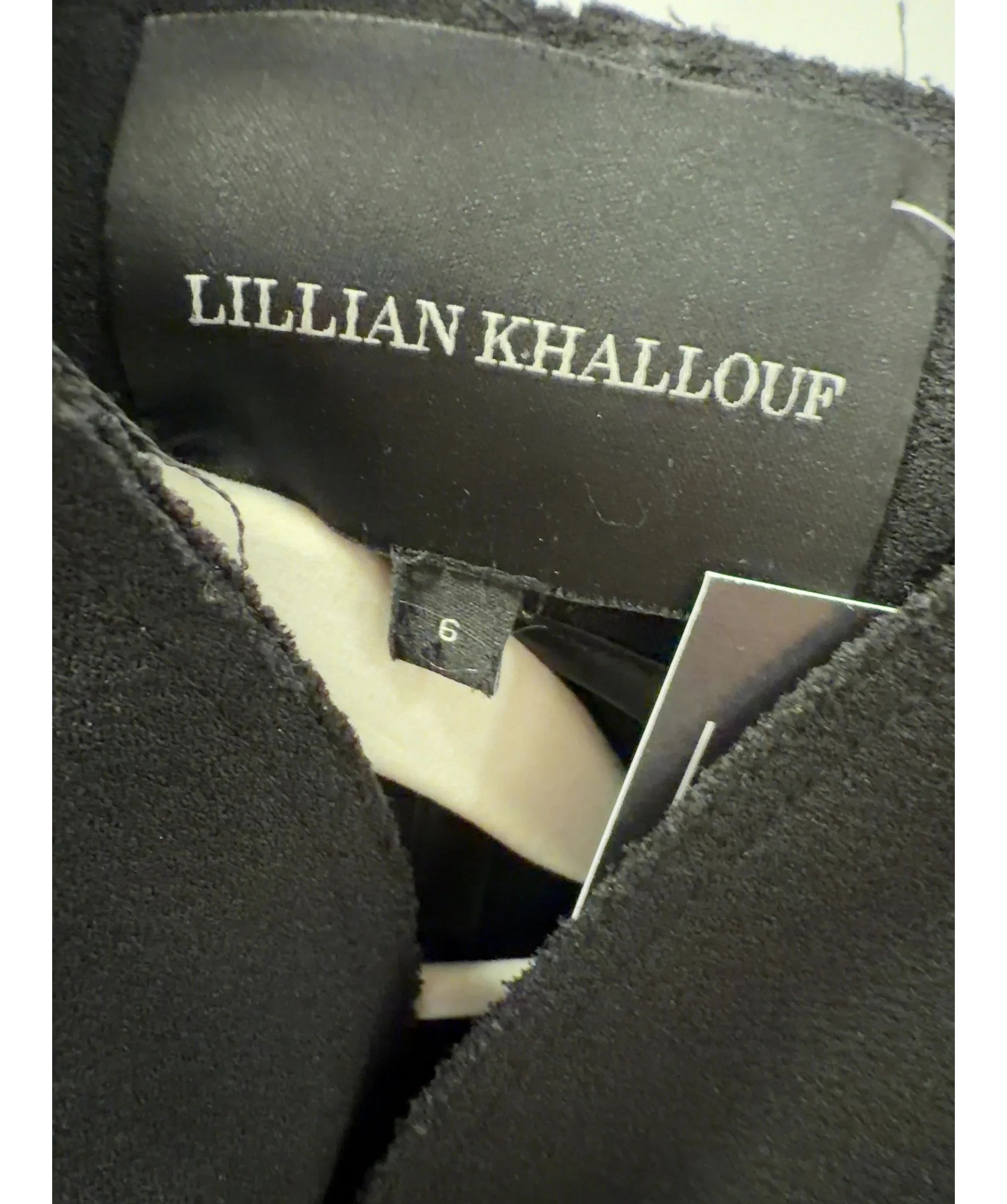 Lillian Khallouf Black Black Structured BLAZER, size UK 6 — care label