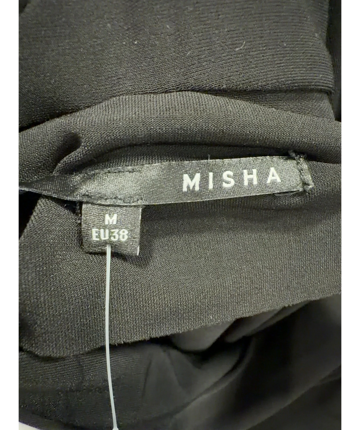 Misha Black Black Long Sleeve Cowl Back Maxi Dress, size UK M — detail