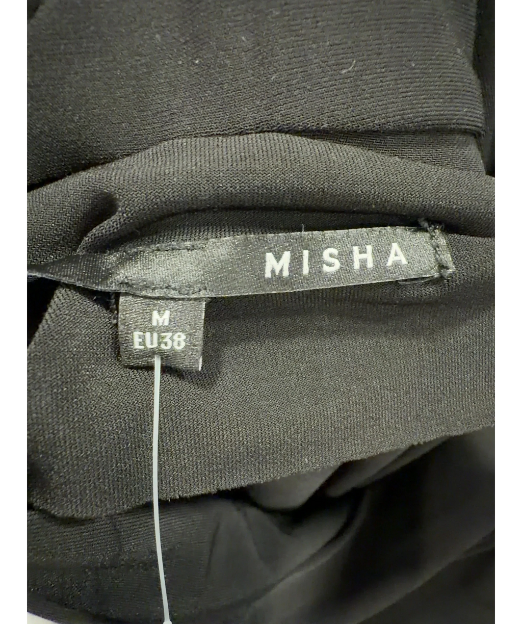 Misha Black Black Long Sleeve Cowl Back Maxi Dress, size UK M — detail