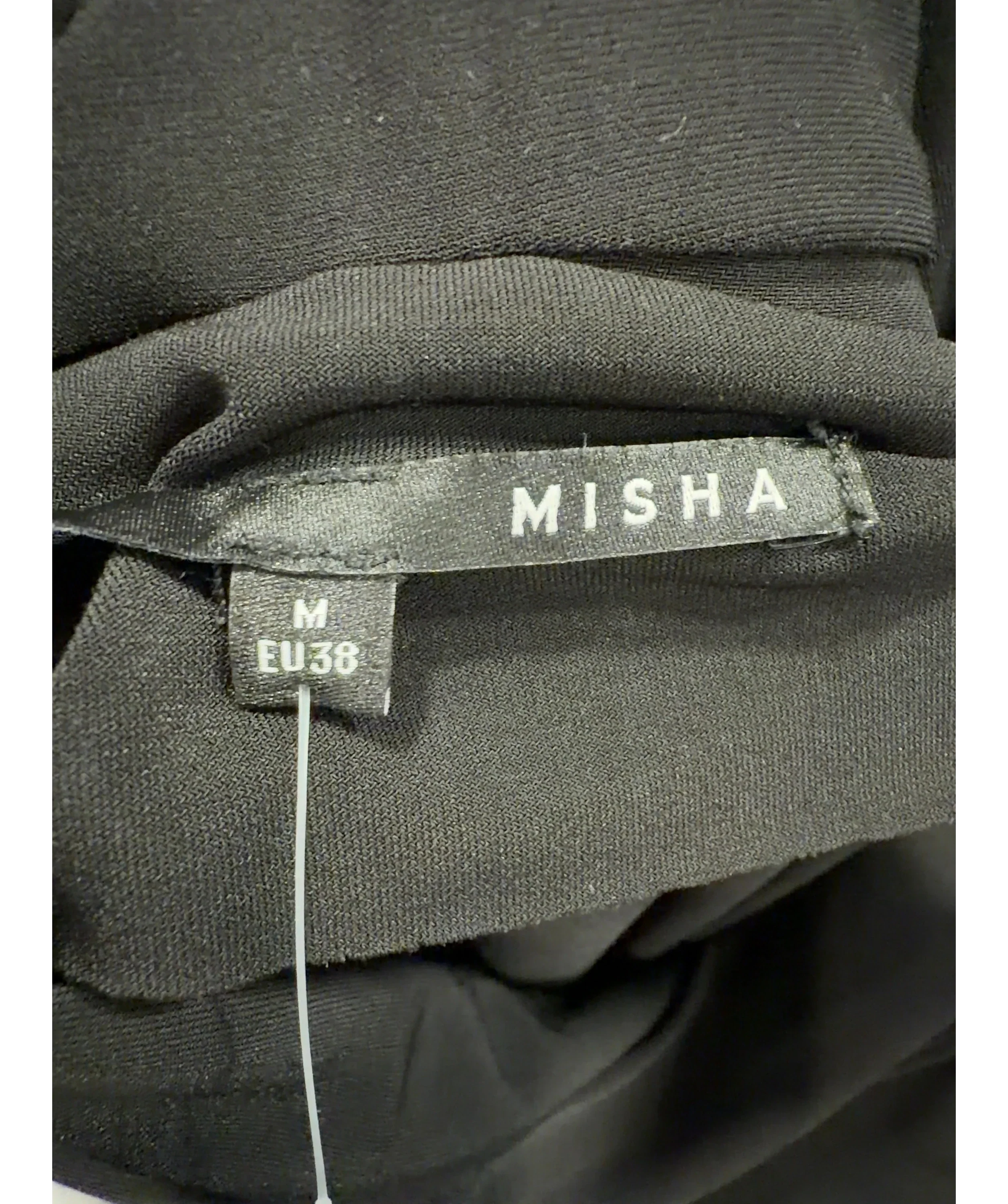 Misha Black Black Long Sleeve Cowl Back Maxi Dress, size UK M — detail