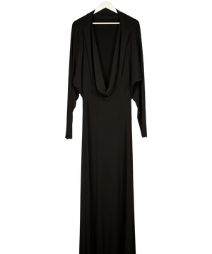 Misha Black Long Sleeve Cowl Back Maxi Dress UK M