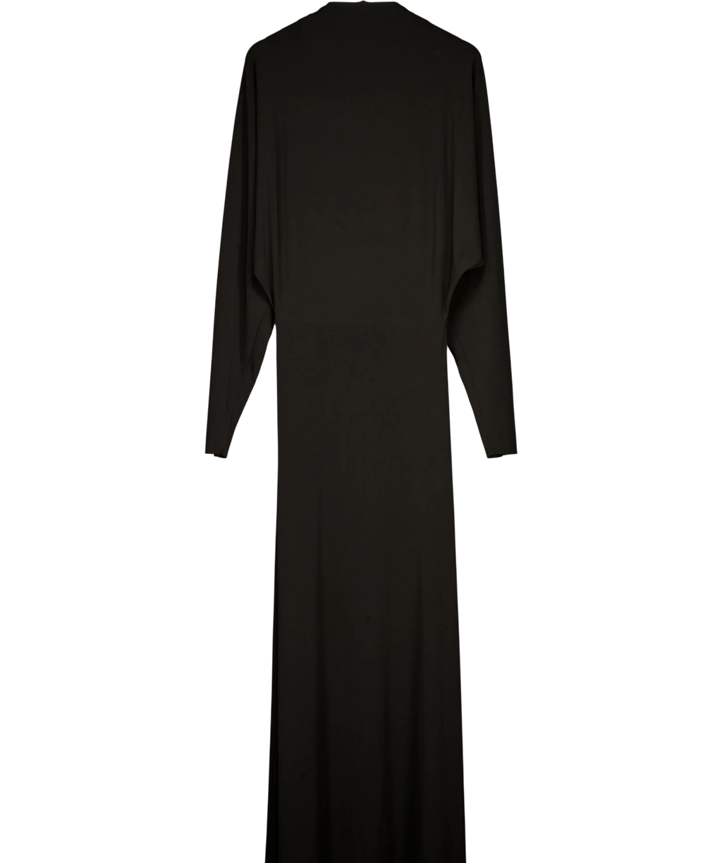 Misha Black Black Long Sleeve Cowl Back Maxi Dress, size UK M — back