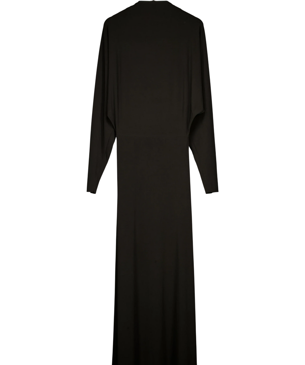 Misha Black Black Long Sleeve Cowl Back Maxi Dress, size UK M — back