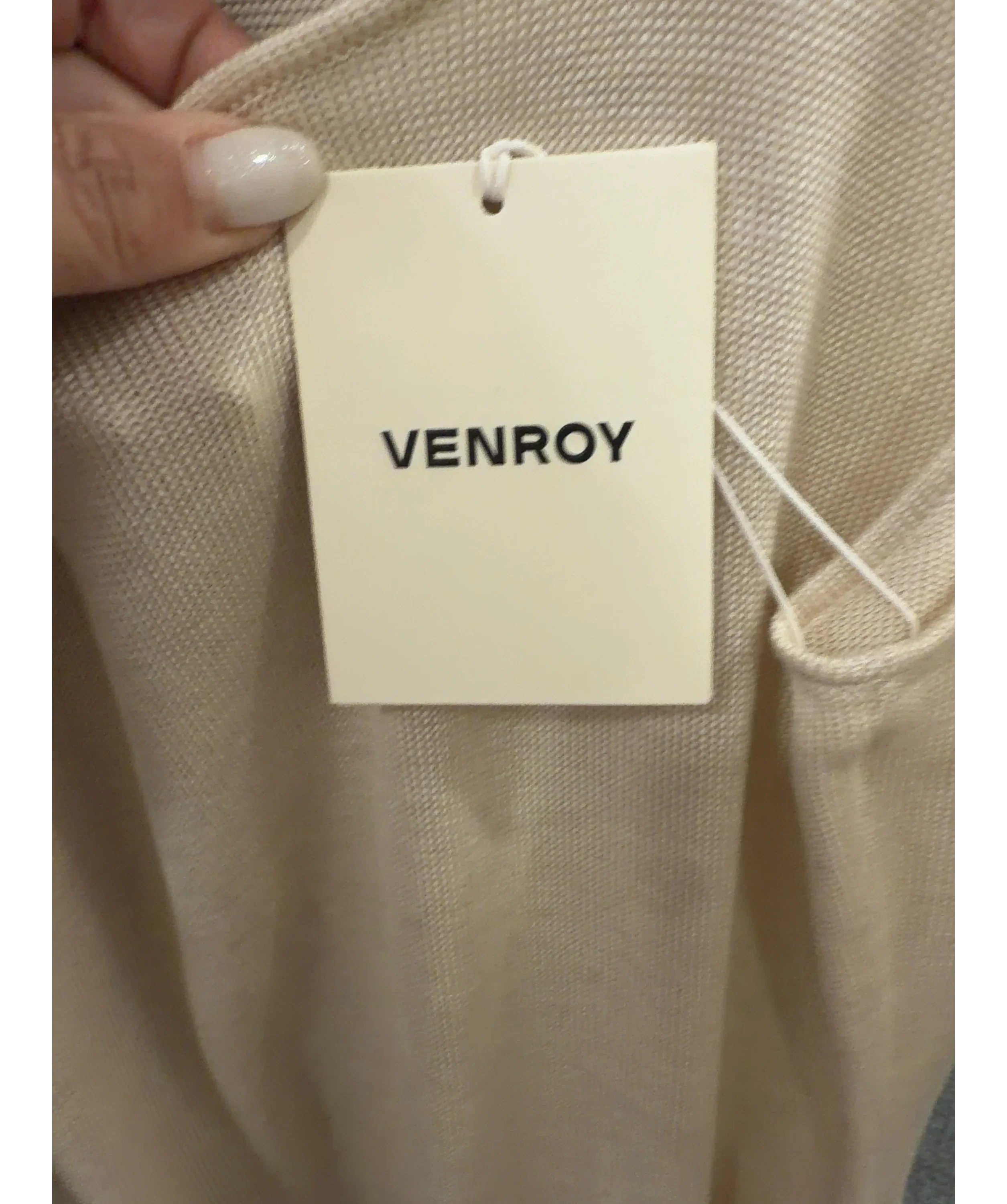 VENROY Beige Sand Tencel Silk Knit Tank Dress, size UK XL — detail