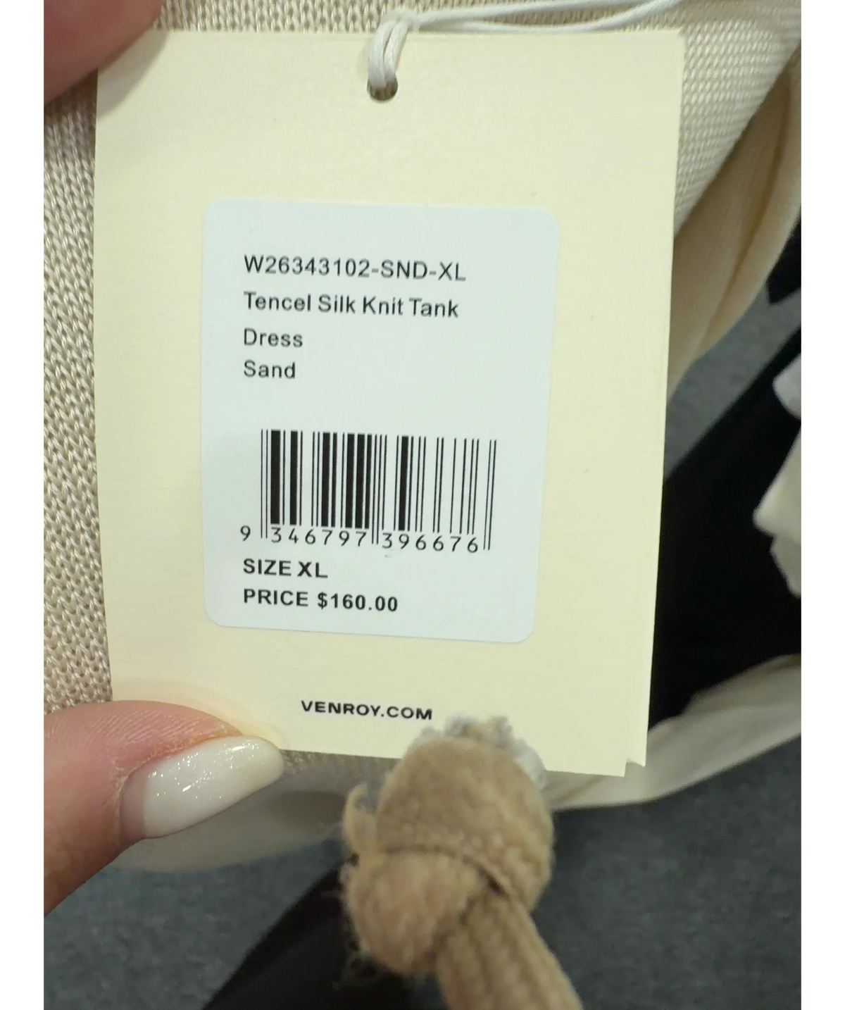 VENROY Beige Sand Tencel Silk Knit Tank Dress UK XL — Materials