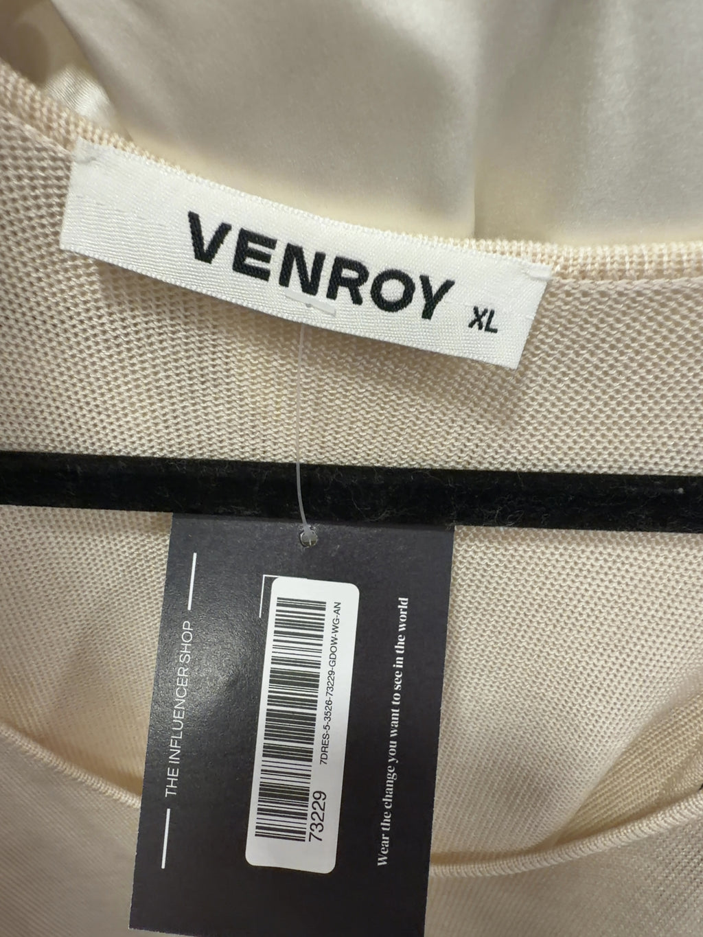 VENROY Beige Sand Tencel Silk Knit Tank Dress, size UK XL — care label