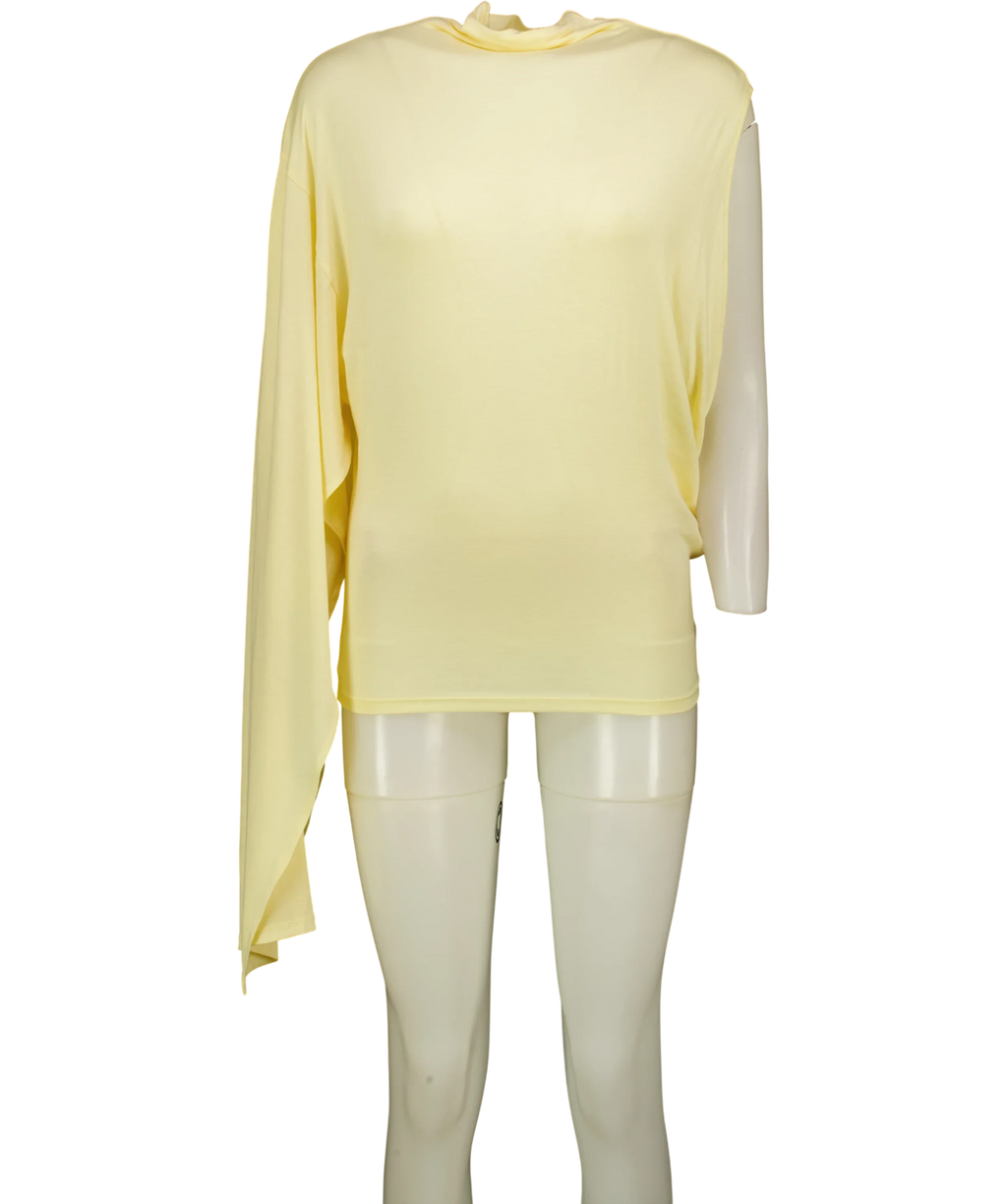 ZARA Yellow Asymmetric Flowing Top Butter Yellow, size UK S — front