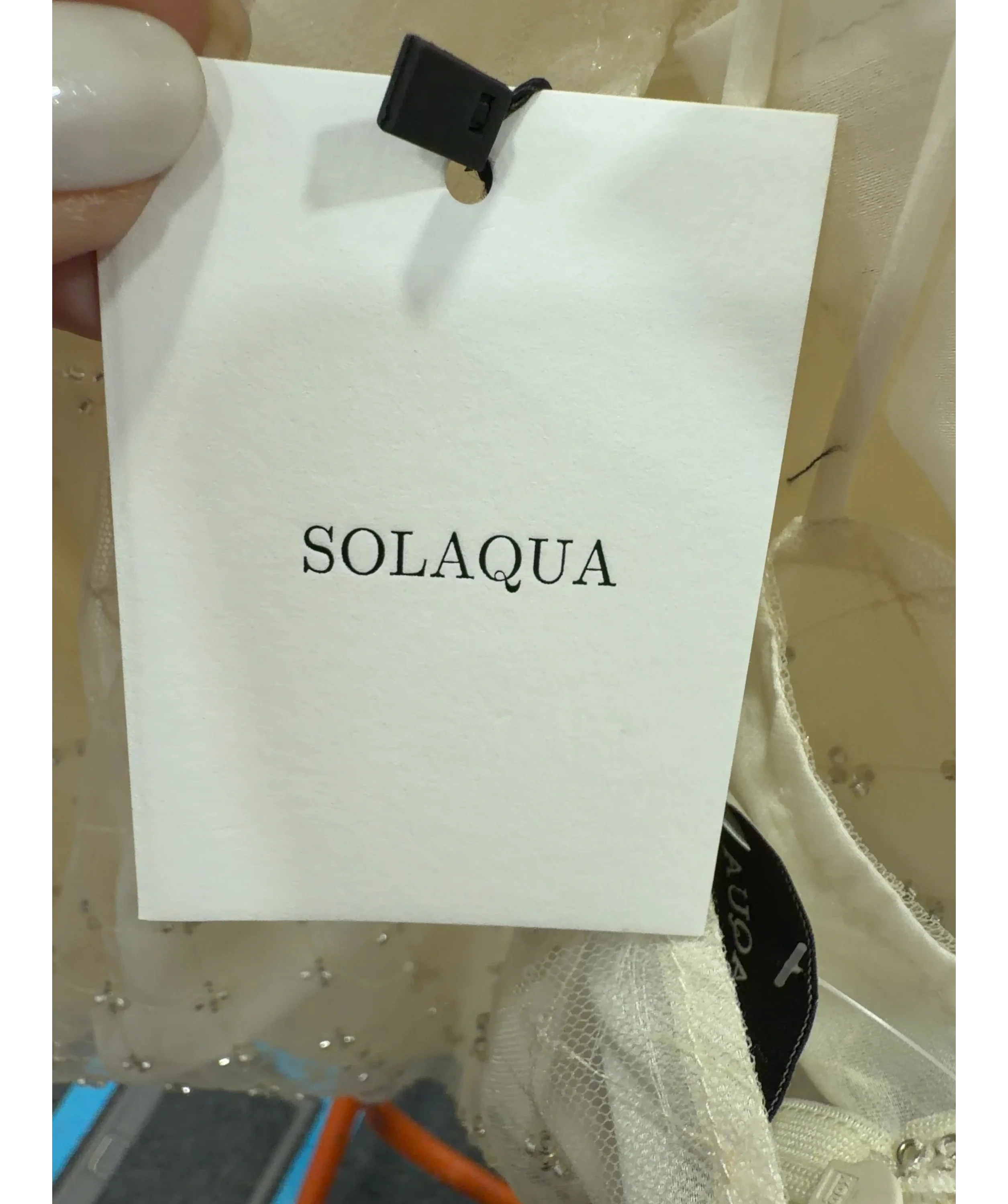 SOLAQUA Cream The Camilla Beaded Dress Ivory CREAM SIZE 0, size UK 6 — detail