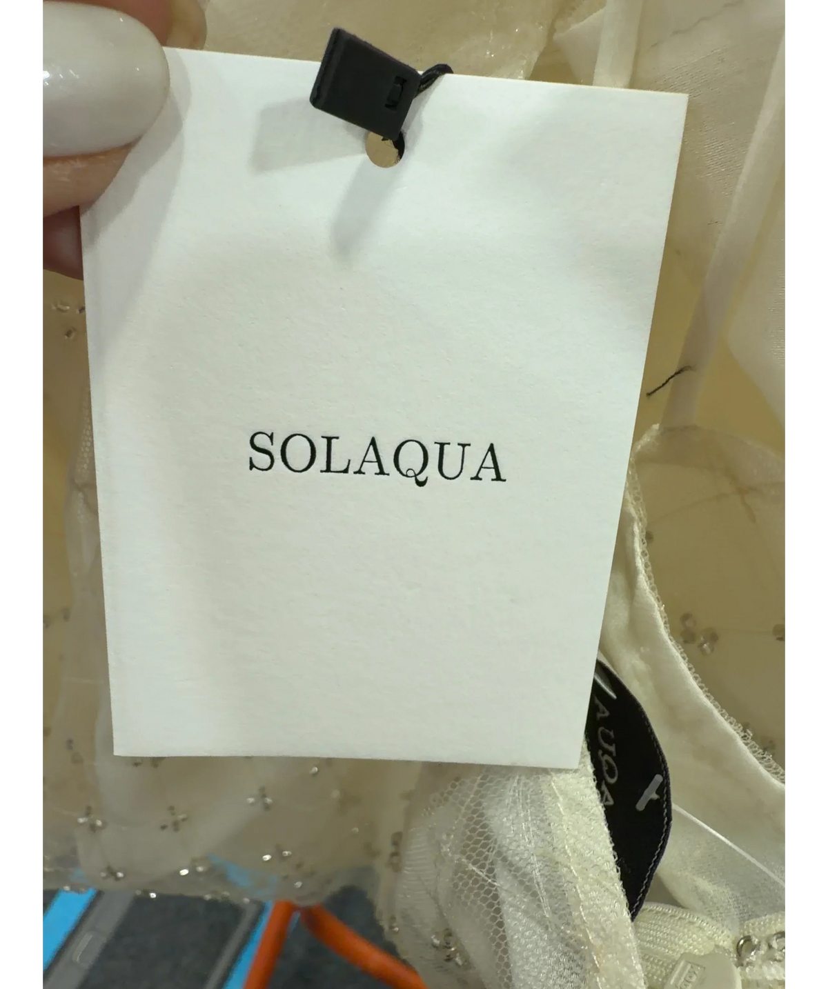 SOLAQUA Cream The Camilla Beaded Dress Ivory CREAM SIZE 0, size UK 6 — detail