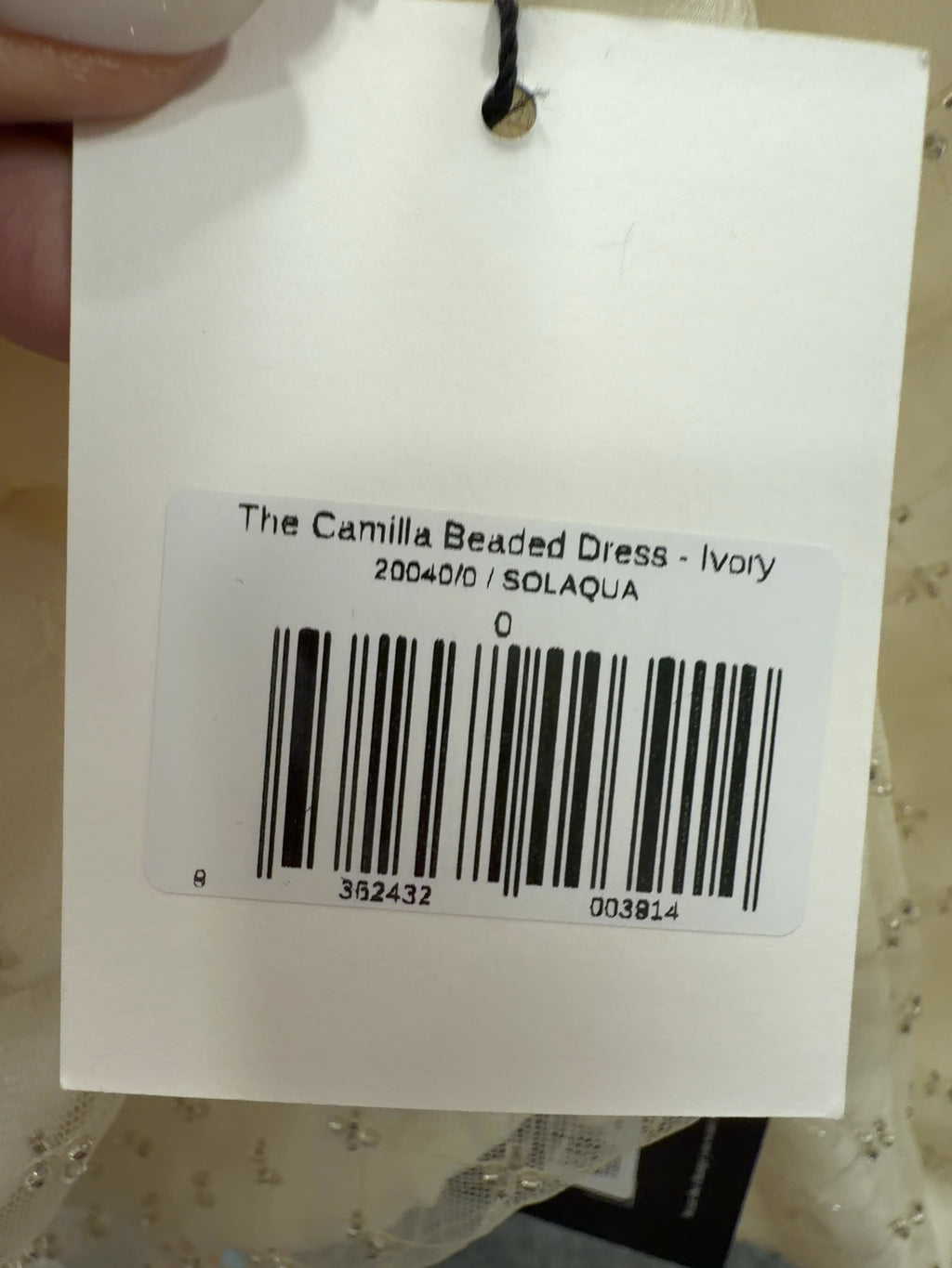 SOLAQUA Cream The Camilla Beaded Dress Ivory CREAM SIZE 0, size UK 6 — label