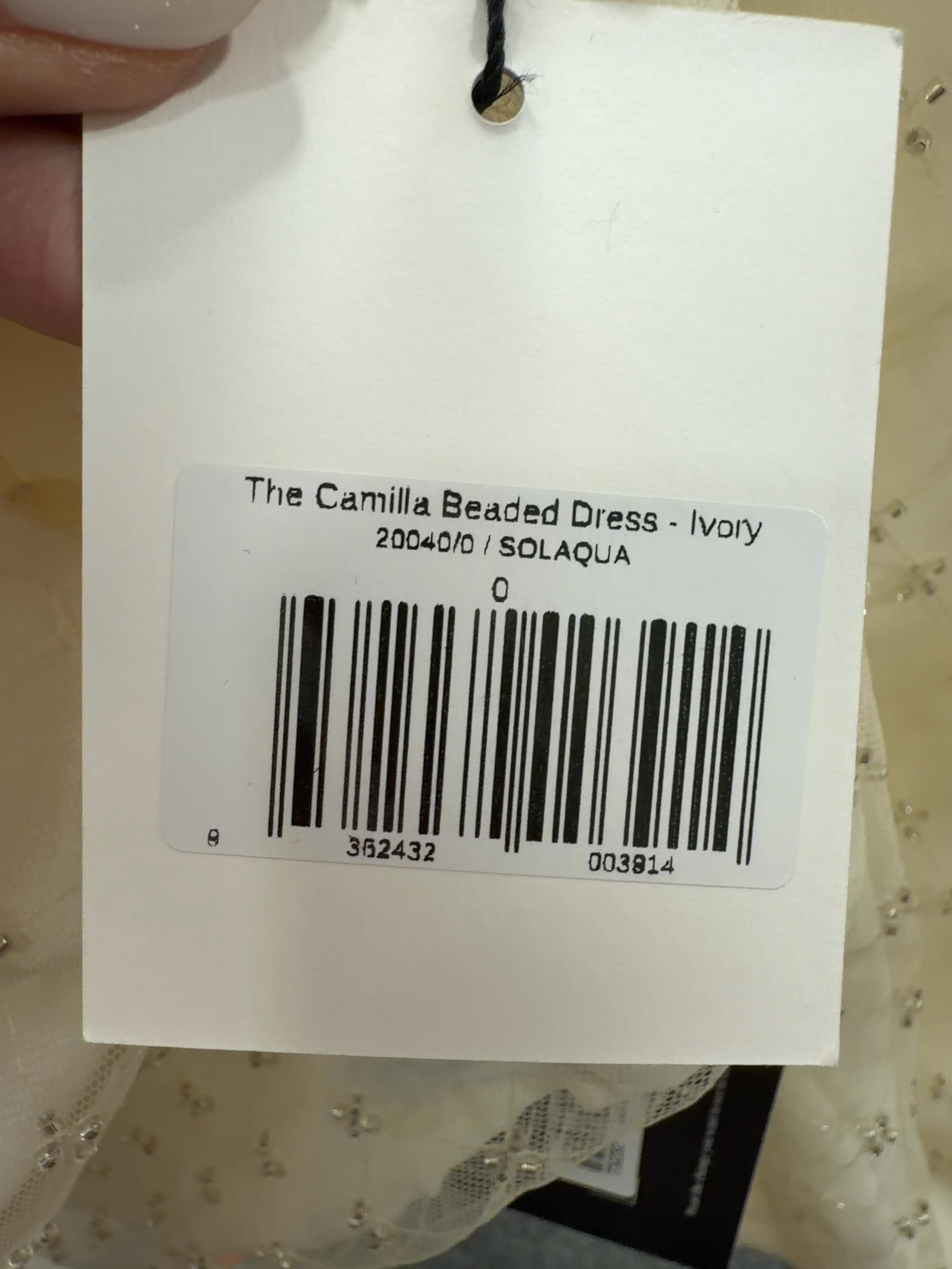 SOLAQUA Cream The Camilla Beaded Dress Ivory CREAM SIZE 0, size UK 6 — care label
