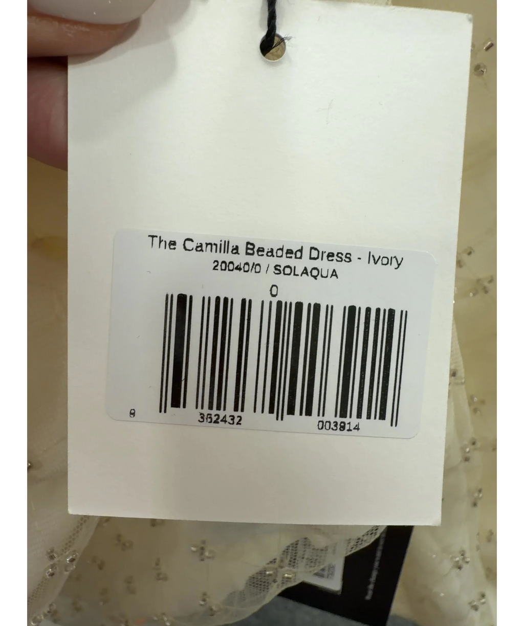 SOLAQUA The Camilla Beaded Dress Ivory Cream Size 0 UK 6 — Size