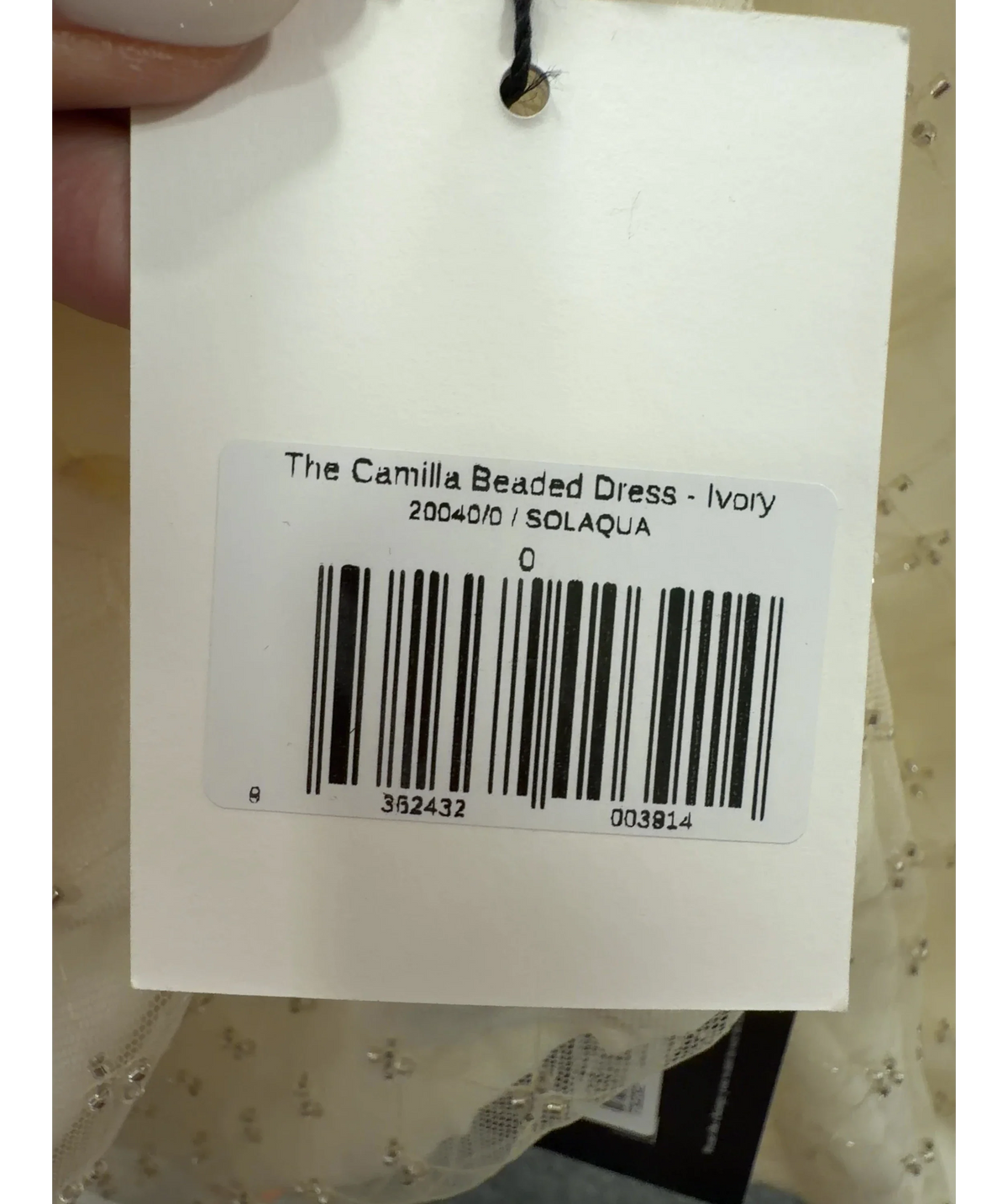 SOLAQUA The Camilla Beaded Dress Ivory Cream Size 0 UK 6 — Size