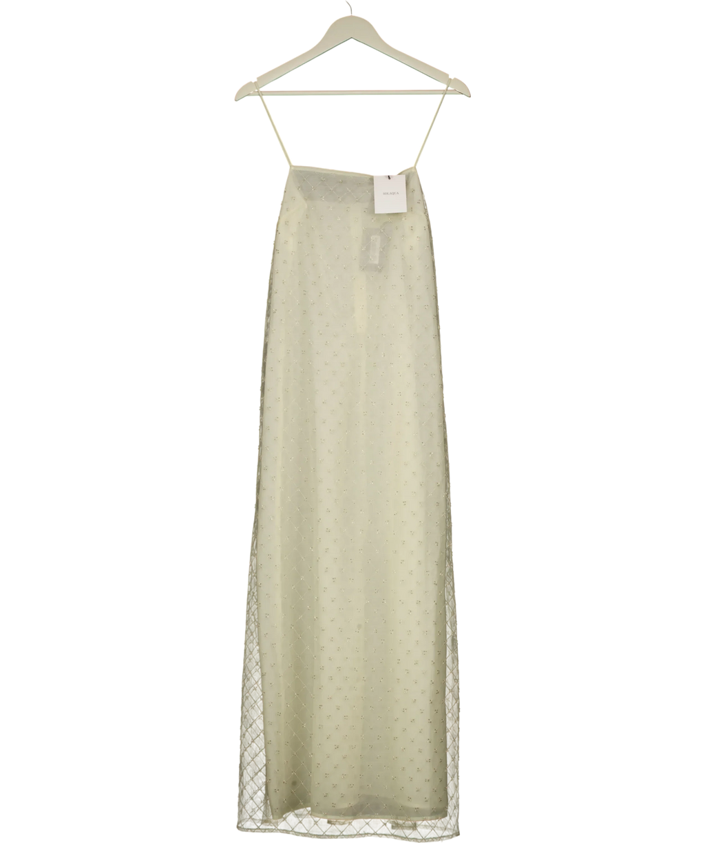 SOLAQUA Cream The Camilla Beaded Dress Ivory CREAM SIZE 0, size UK 6 — front