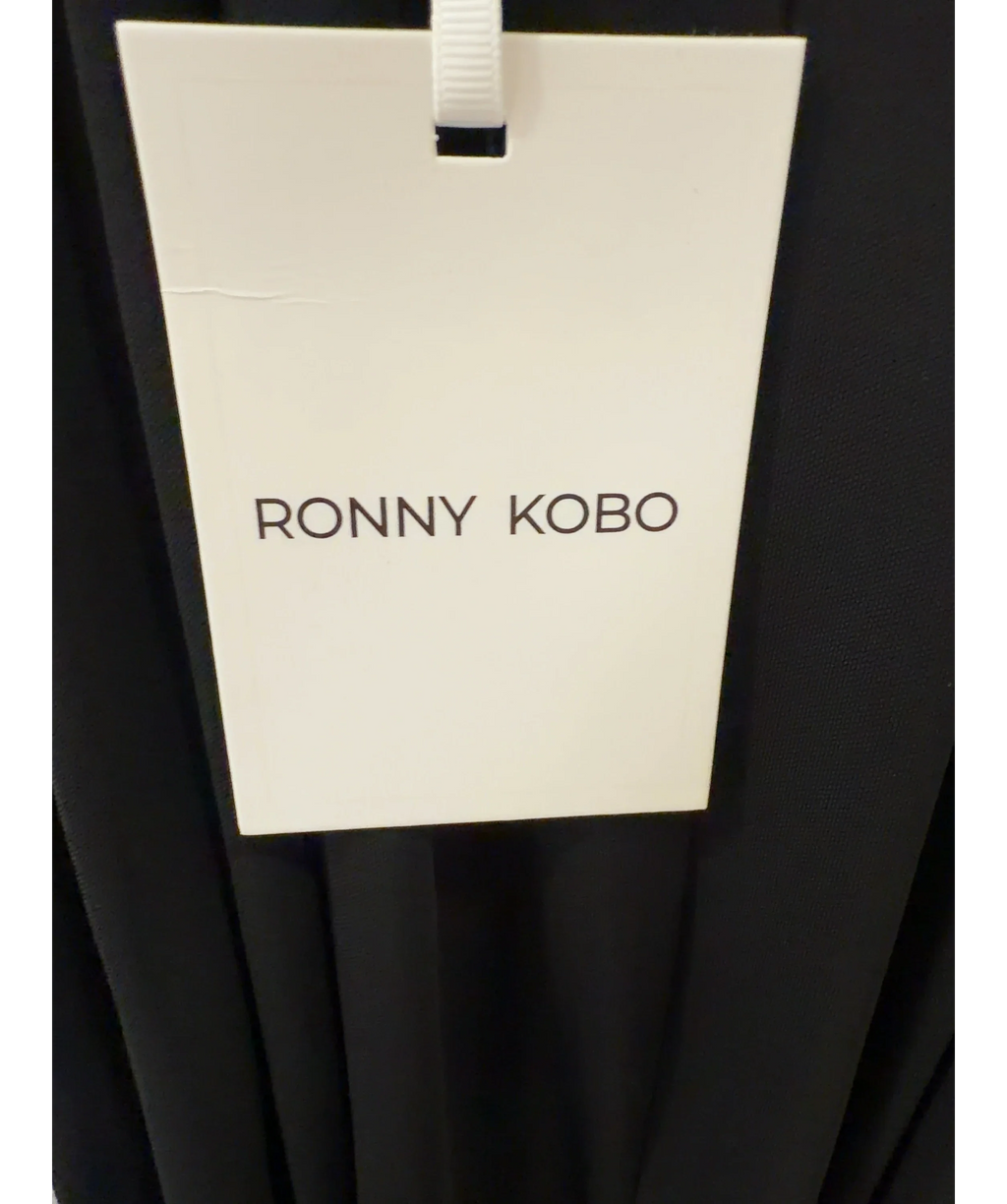 Ronny Kobo Black Vashti Halterneck Plunging Maxi Dress Black, size UK XS — detail