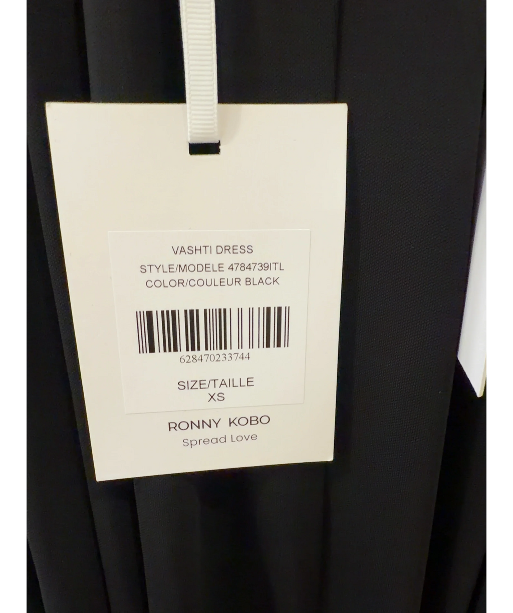 Ronny Kobo Black Vashti Halterneck Plunging Maxi Dress Black, size UK XS — label