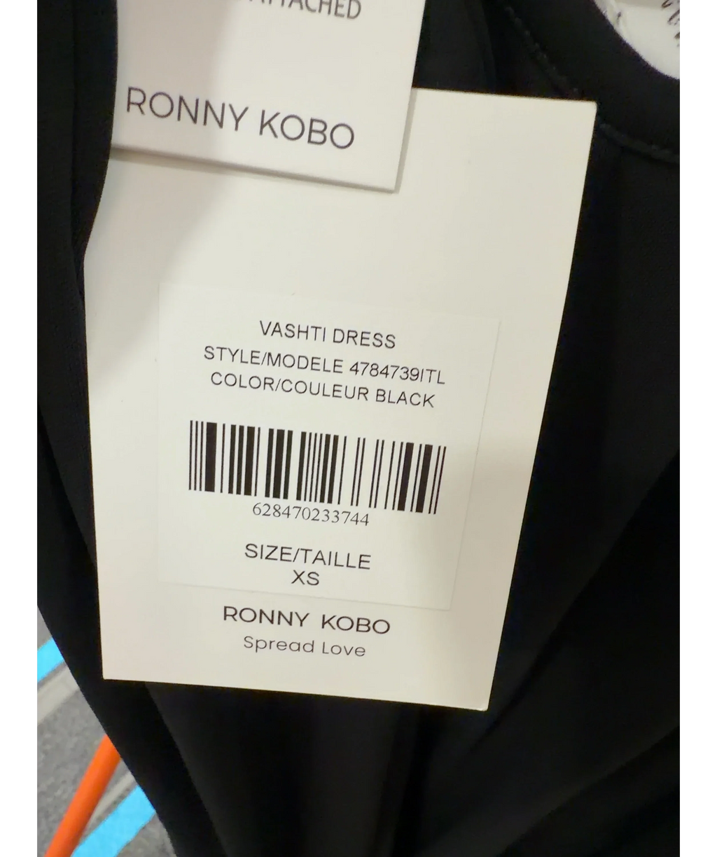 Ronny Kobo Vashti Halterneck Plunging Maxi Dress Black UK XS — Size