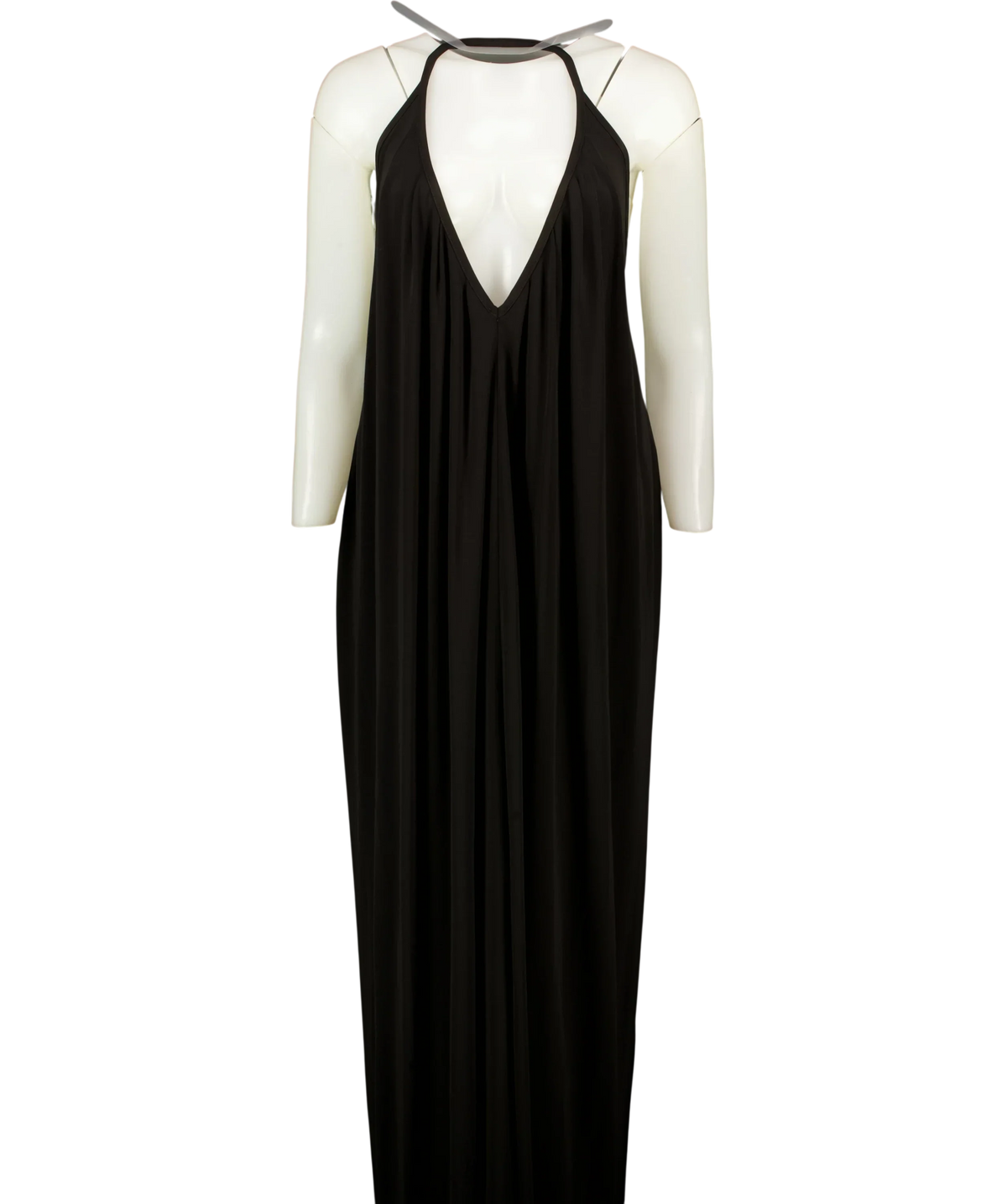 Ronny Kobo Black Vashti Halterneck Plunging Maxi Dress Black, size UK XS — front