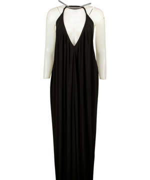 Ronny Kobo Vashti Halterneck Plunging Maxi Dress Black UK XS
