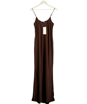 BOA Brown Satin Scoop Neck Camisole Maxi Dress Carob UK S