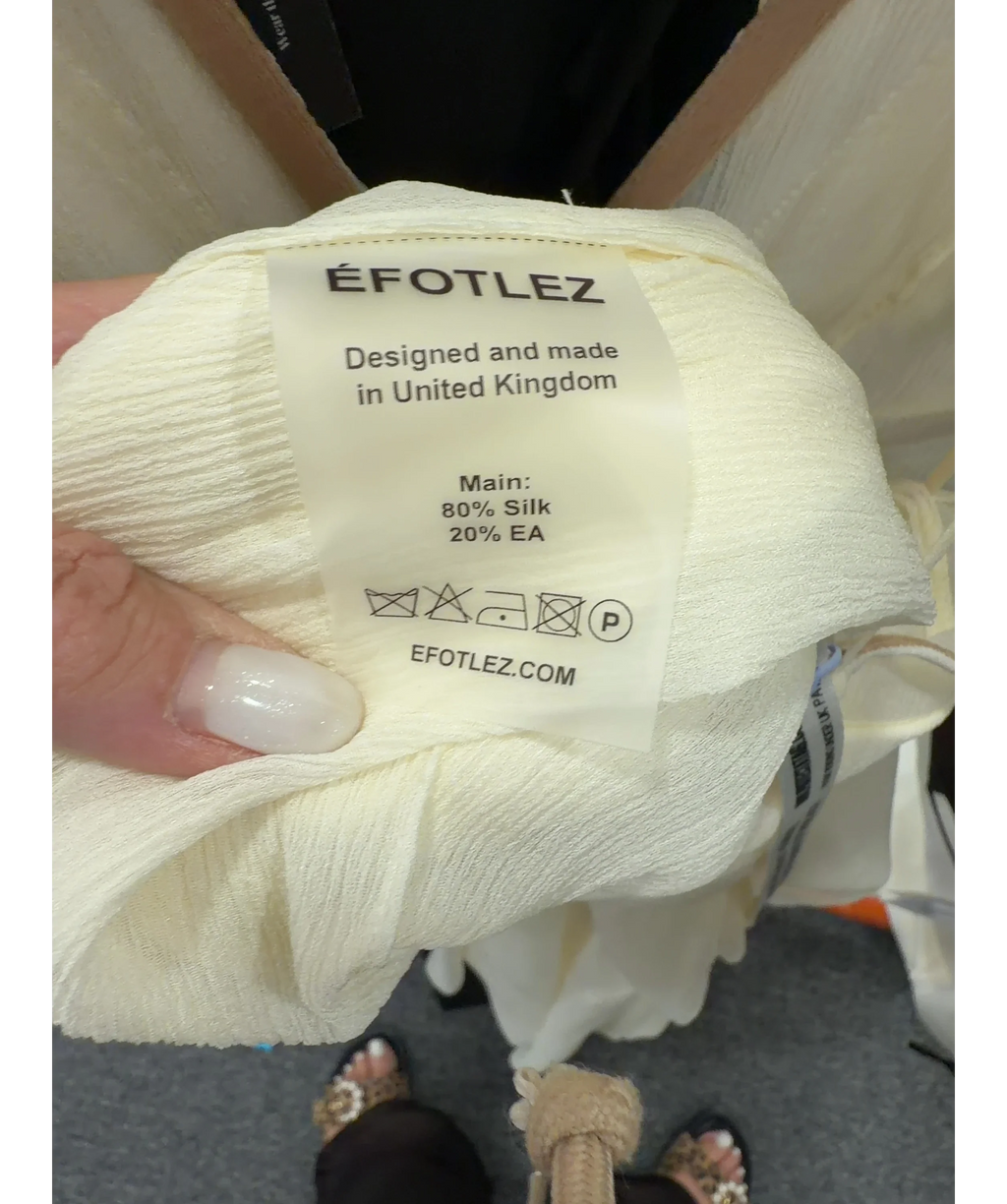 EFOTLEZ LONDON Yellow Silk-Blend Ruffled Deep V-Neck Maxi Dress PALE Yellow, size UK XS — label