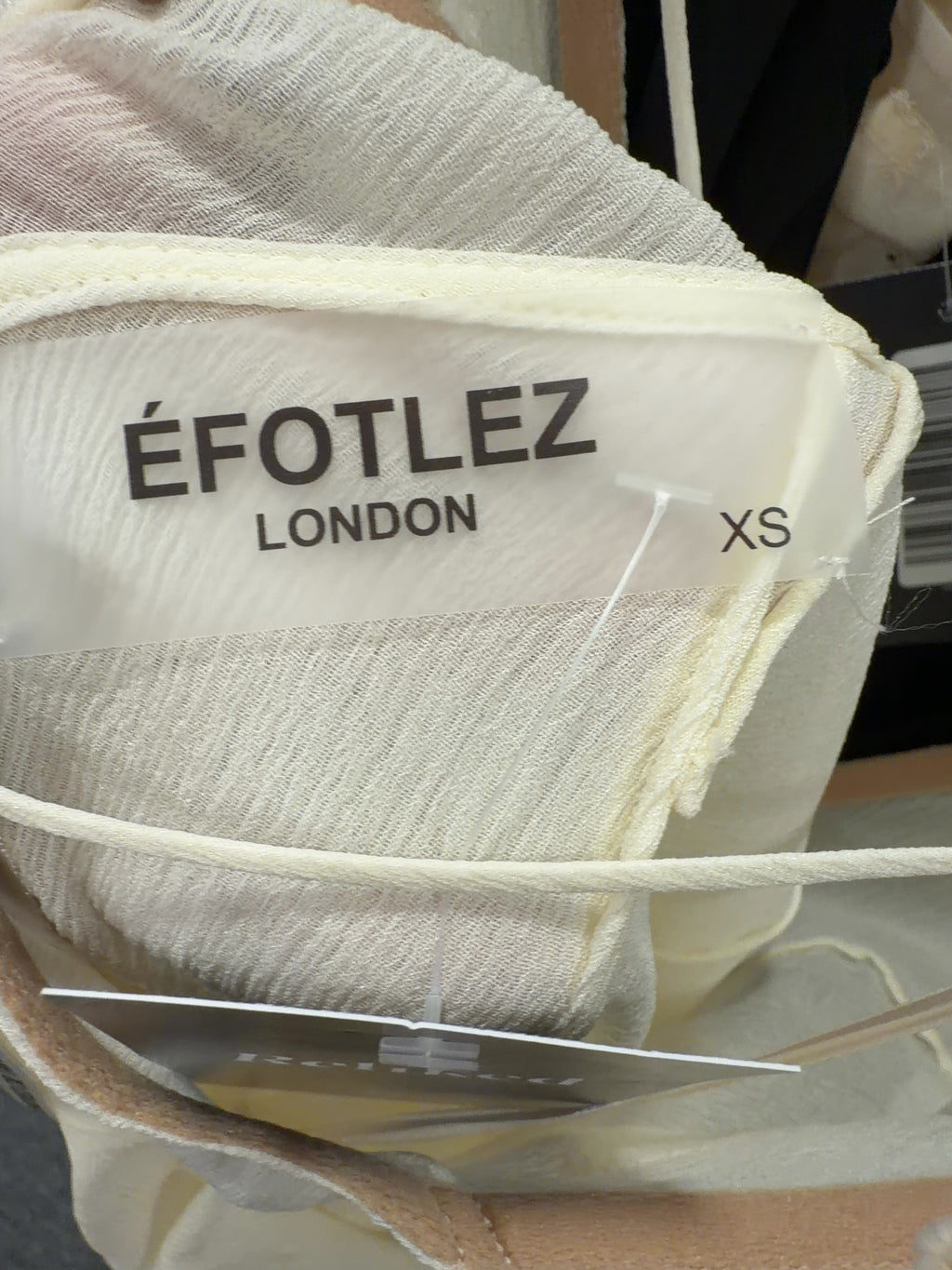 EFOTLEZ LONDON Yellow Silk-Blend Ruffled Deep V-Neck Maxi Dress PALE Yellow, size UK XS — care label