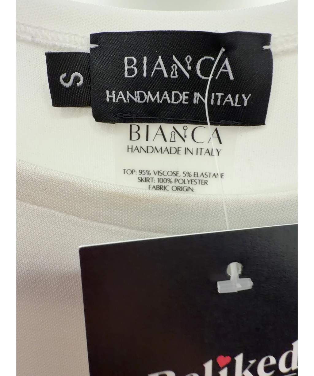 BIANCA White Cutout Jersey and Mesh Maxi Dress, size UK S — detail