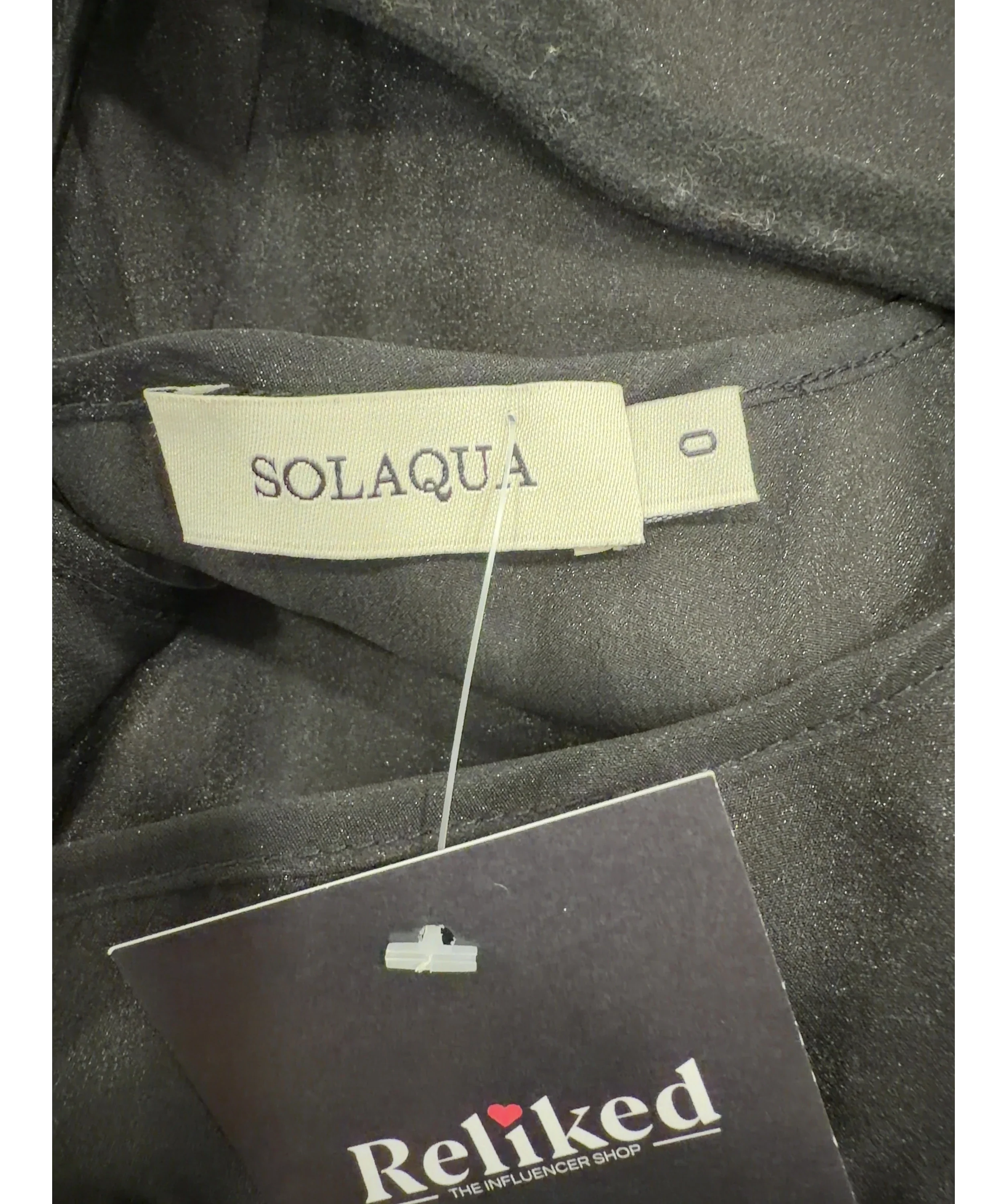 SOLAQUA Black Sheer Aurora Tunic Dress Noir Size O, size UK 6 — detail