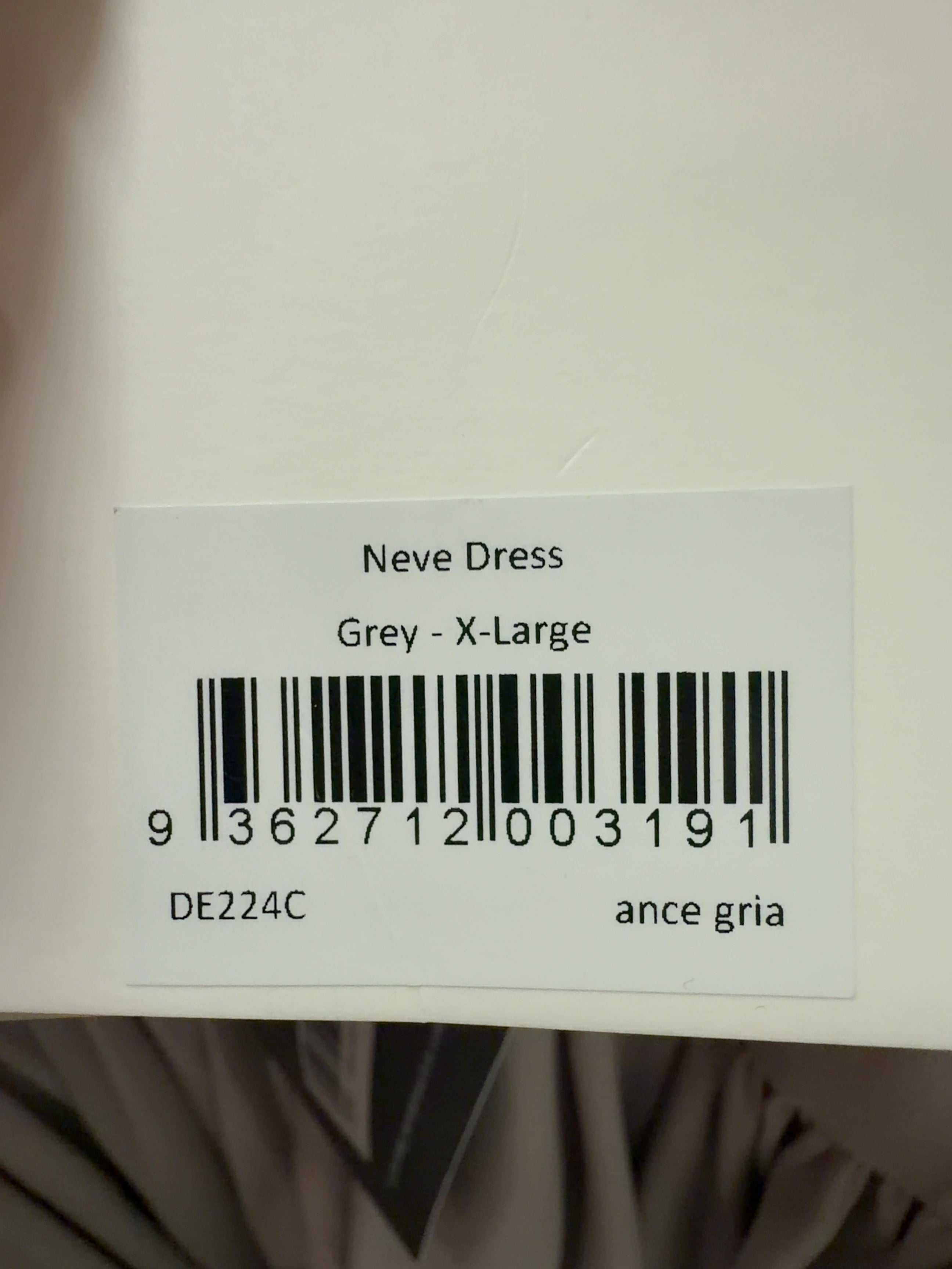 ance gria Grey Neve Grey Draped Sleeve Maxi Dress, size UK XL — care label