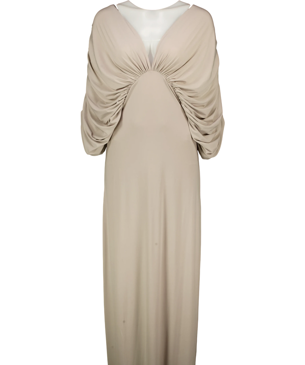 ance gria Grey Neve Grey Draped Sleeve Maxi Dress, size UK XL — front