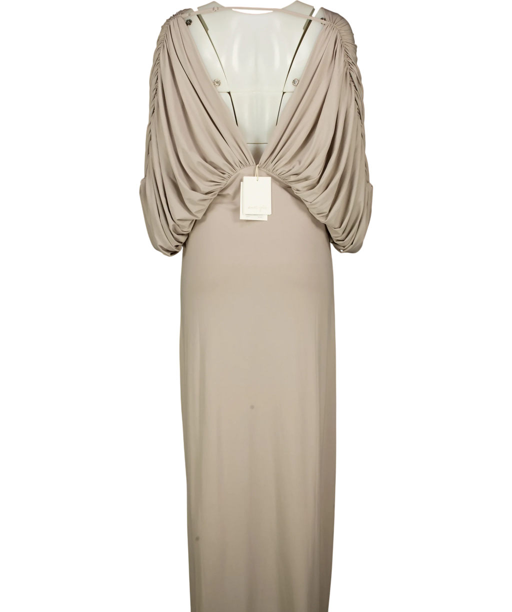 ance gria Grey Neve Grey Draped Sleeve Maxi Dress, size UK XL — back