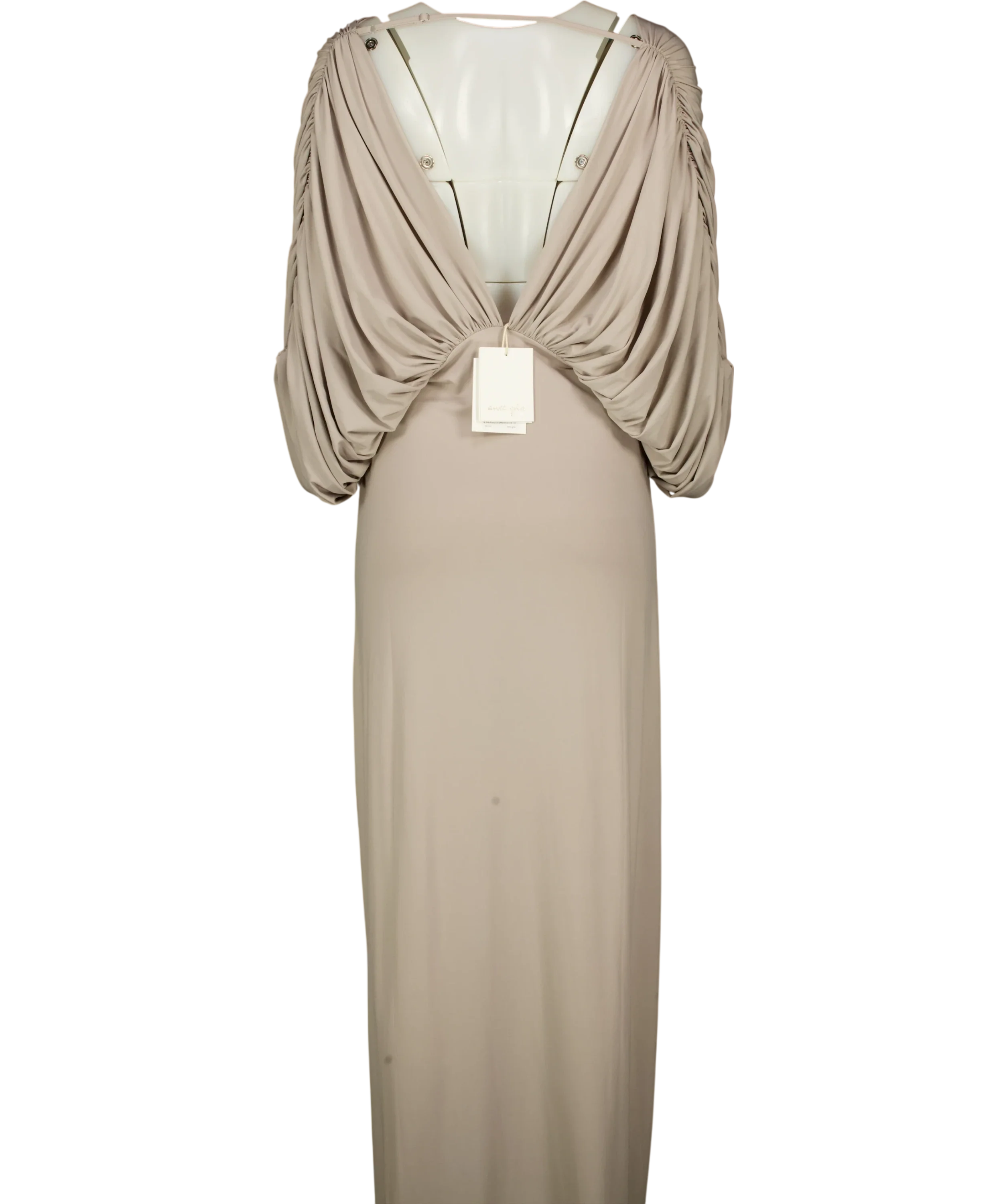 ance gria Grey Neve Grey Draped Sleeve Maxi Dress, size UK XL — back