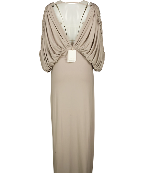 ance gria Grey Neve Grey Draped Sleeve Maxi Dress, size UK XL — back