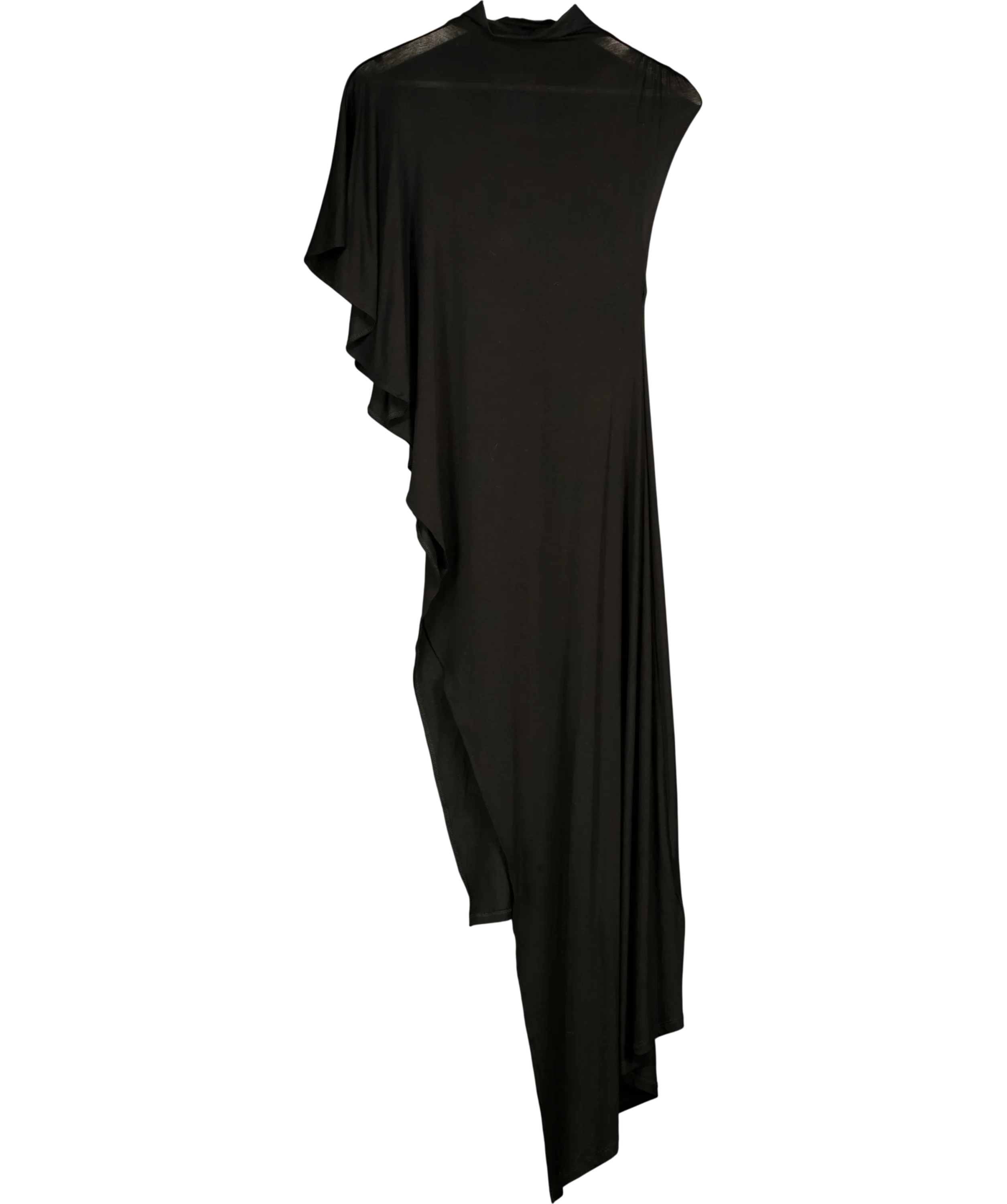 ZARA Black Draped Asymmetric Top Black, size UK S — front