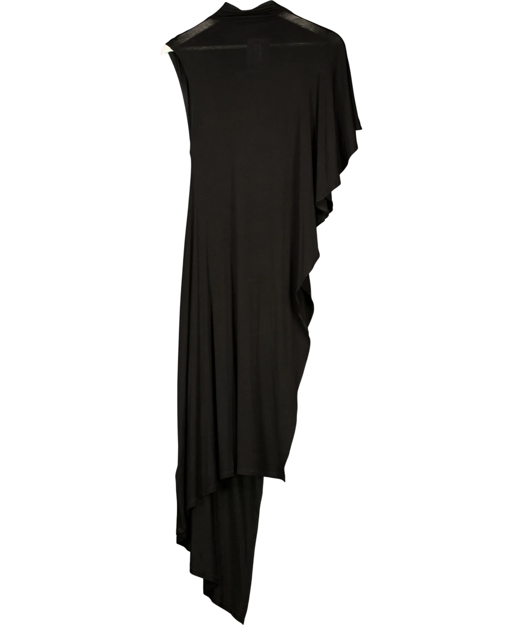 ZARA Black Draped Asymmetric Top Black, size UK S — back