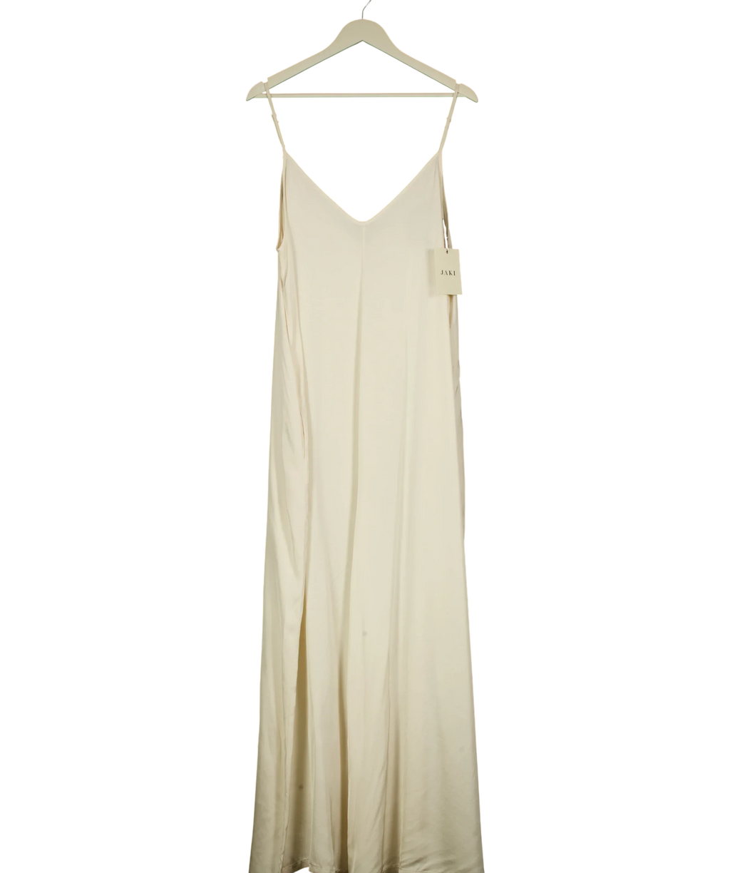 JAKI LONDON Cream Audrey Satin Jumpsuit Ivory Cream, size UK XL — front