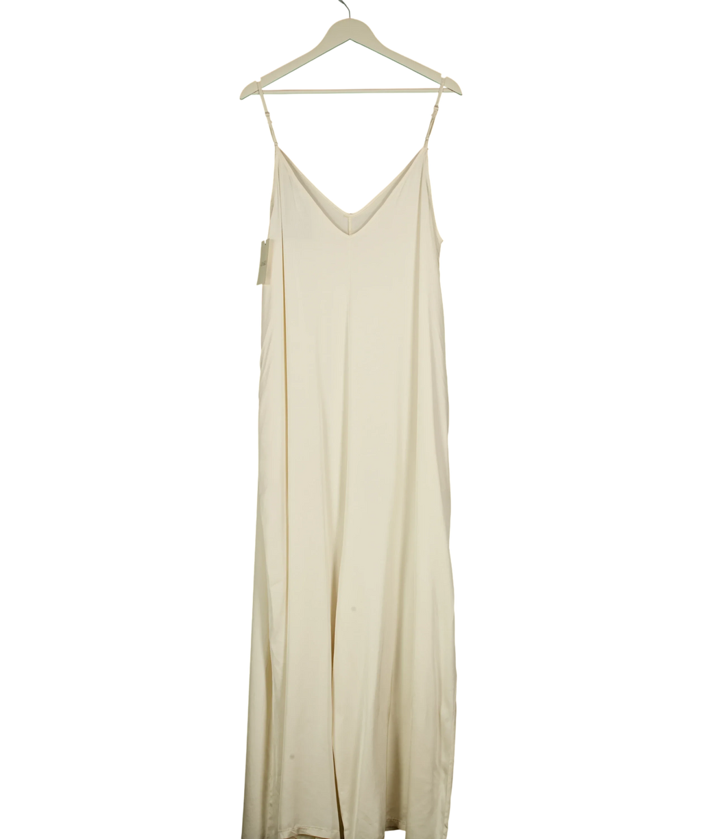 JAKI LONDON Cream Audrey Satin Jumpsuit Ivory Cream, size UK XL — back