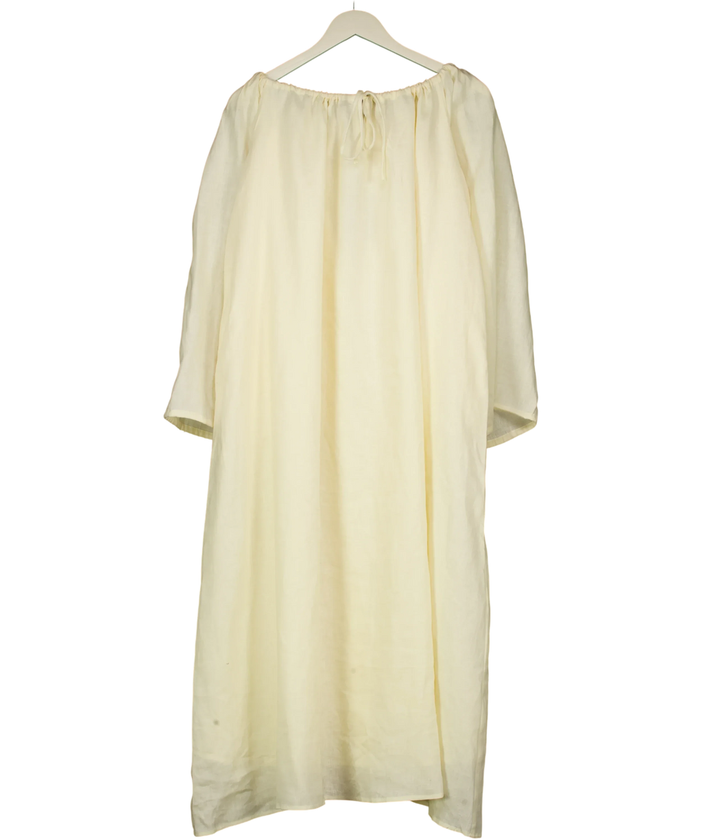 Fuchsia Shaw Cream Cream Linen The Orchard Midi Dress, size UK L/XL — front