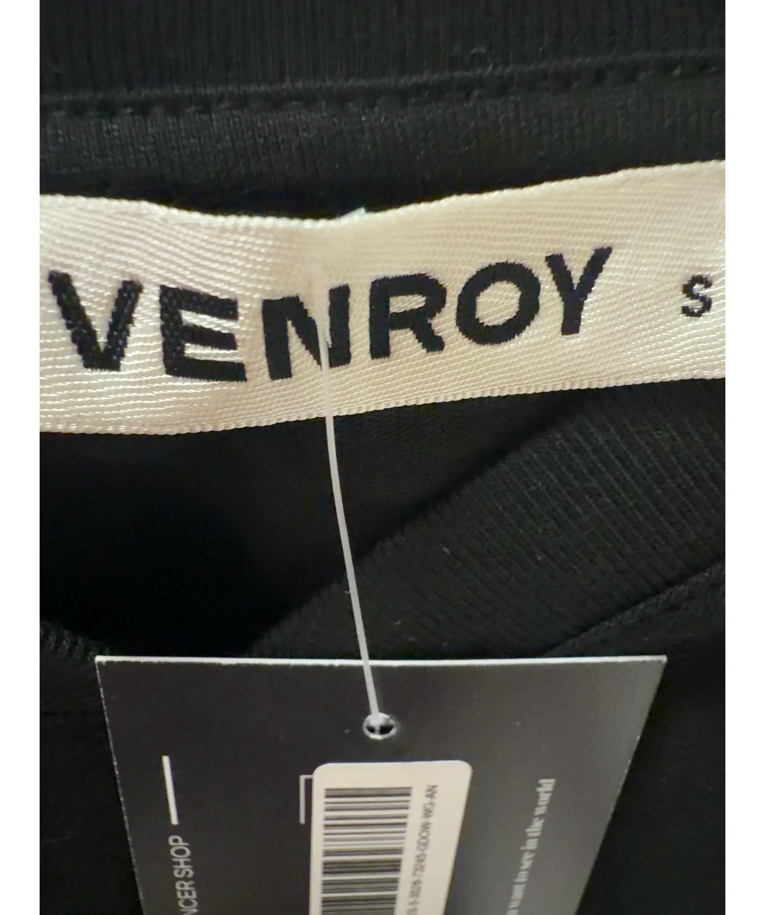 VENROY Black Gathered T Shirt Mini Dress Black, size UK S — detail
