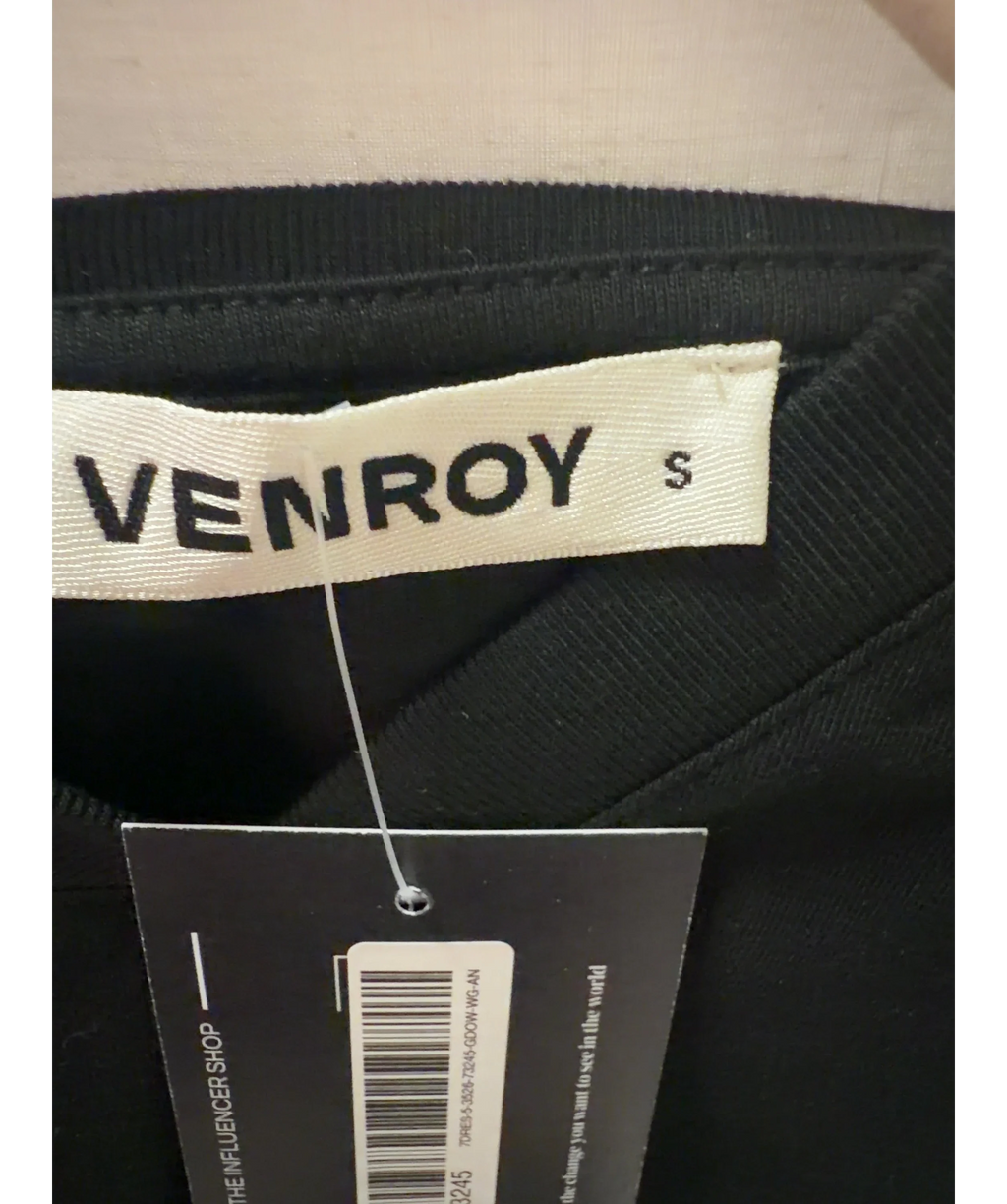 VENROY Gathered T Shirt Mini Dress Black UK S — Size