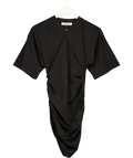 VENROY Black Gathered T Shirt Mini Dress Black, size UK S — front