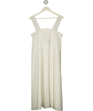 FUCHSIA SHAW White Lace Trim Midi Dress UK S/M
