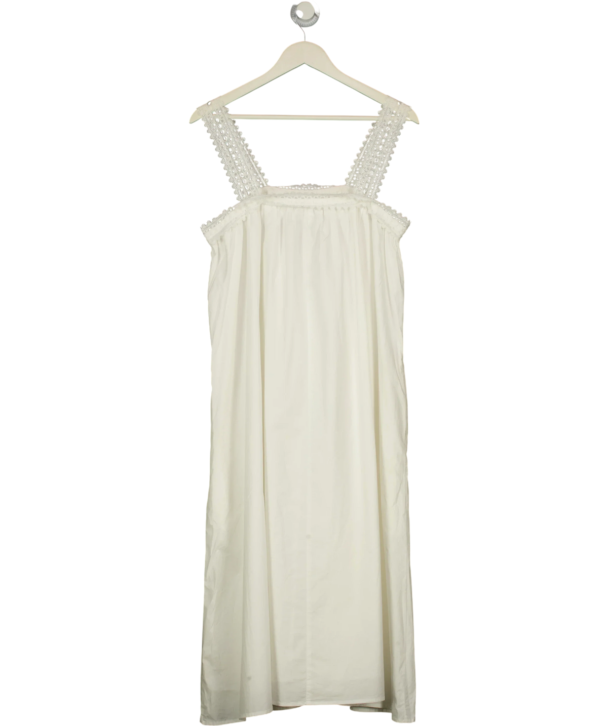 FUCHSIA SHAW White White Lace Trim midi Dress, size UK S/M — back