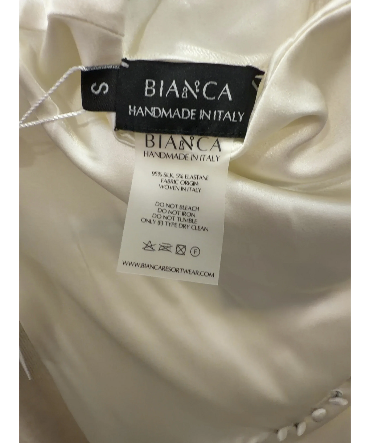 BIANCA Bianca Cream Satin Asymmetric Draped Midi Dress UK S — Size