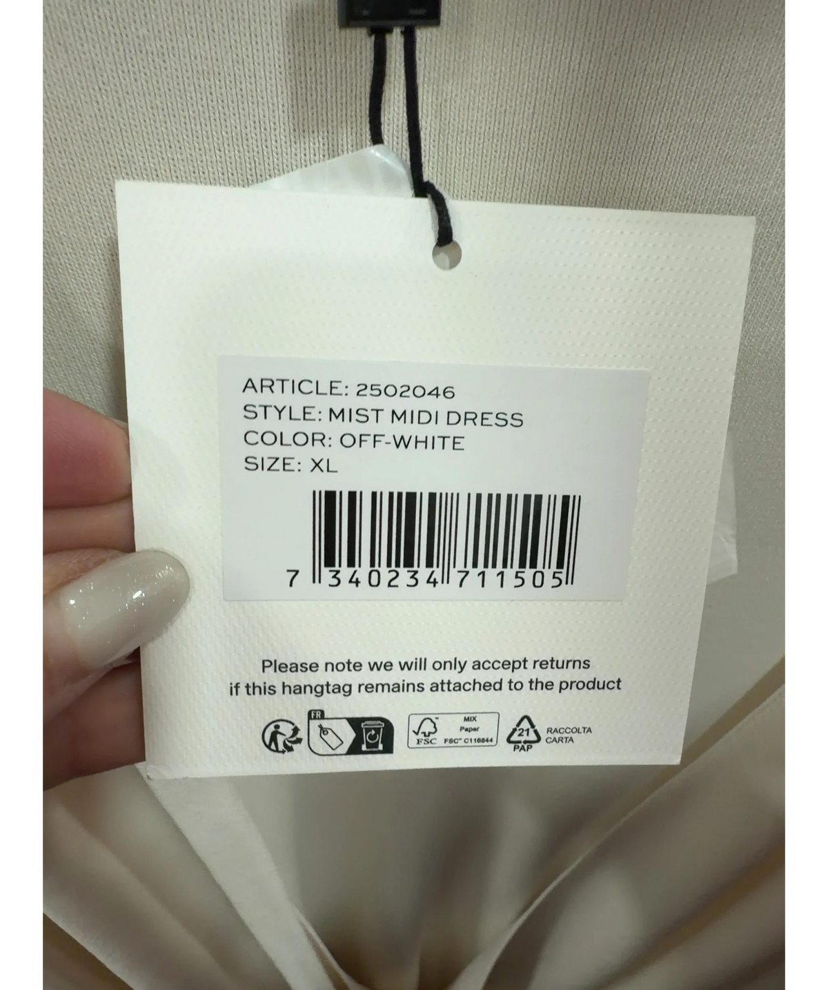 Arakii White Mist Midi Dress Off-white UK XL — Materials