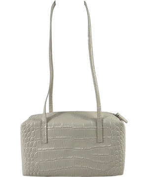ByMina Cream Crocodile-Embossed Leather The ’90s Brick Bag