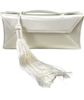 AUREUM White Cassandra Clutch Tassel — front